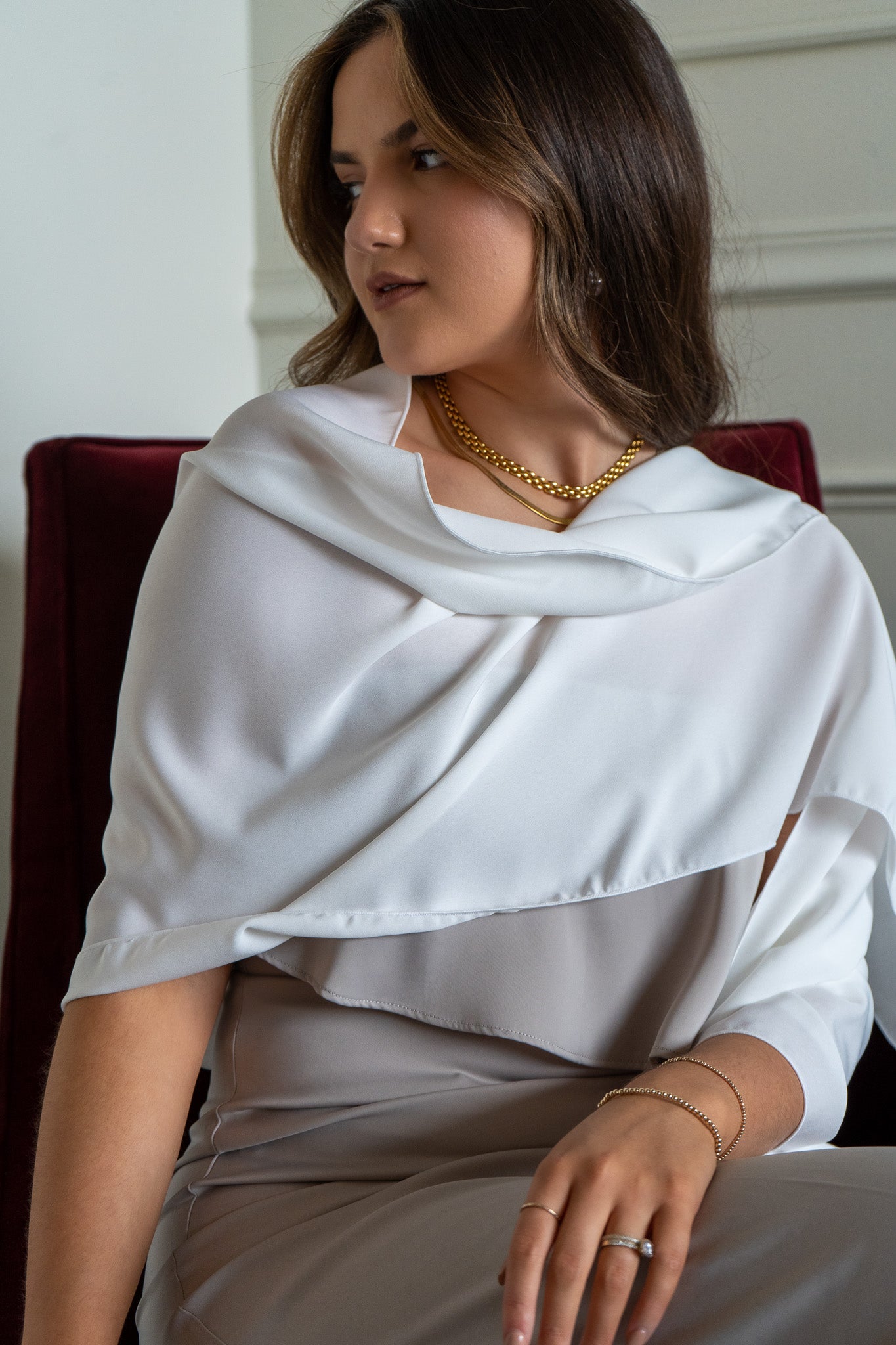 The Infinity Shoulder Shawl: Made from a soft and luxurious fabric, it is perfect for adding a touch of sophistication to any look.